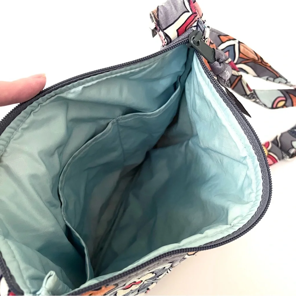 Vera Bradley Quilted Crossbody Bag Gray Floral Retired Pattern - Picture 8 of 14